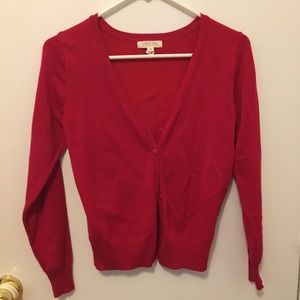 V Neck Red Cardigan